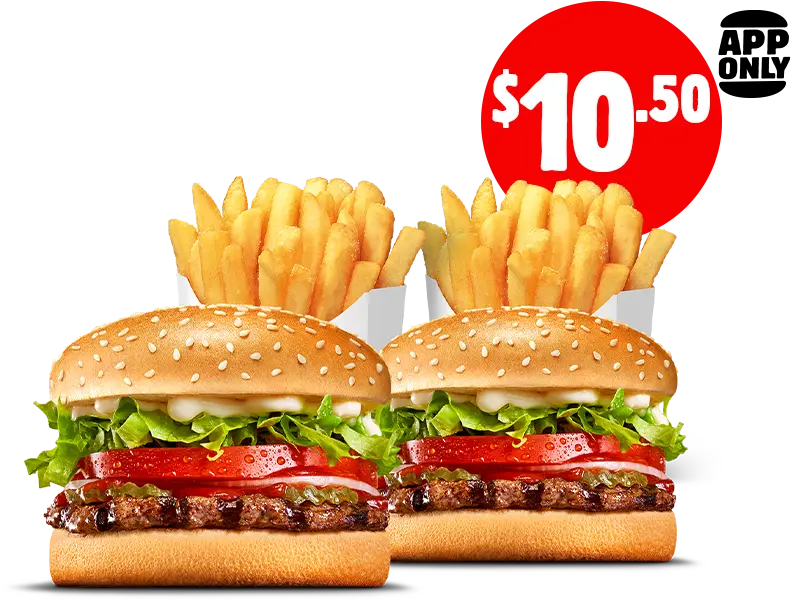 10.50 2x Whopper® Junior + 2 Med Chips