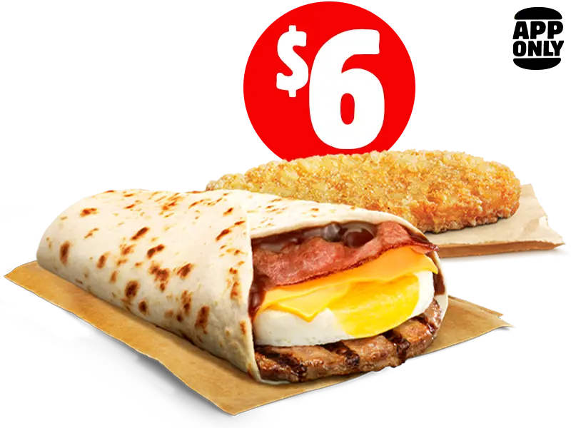 6 BBQ Brekky Wrap + Hash Brown